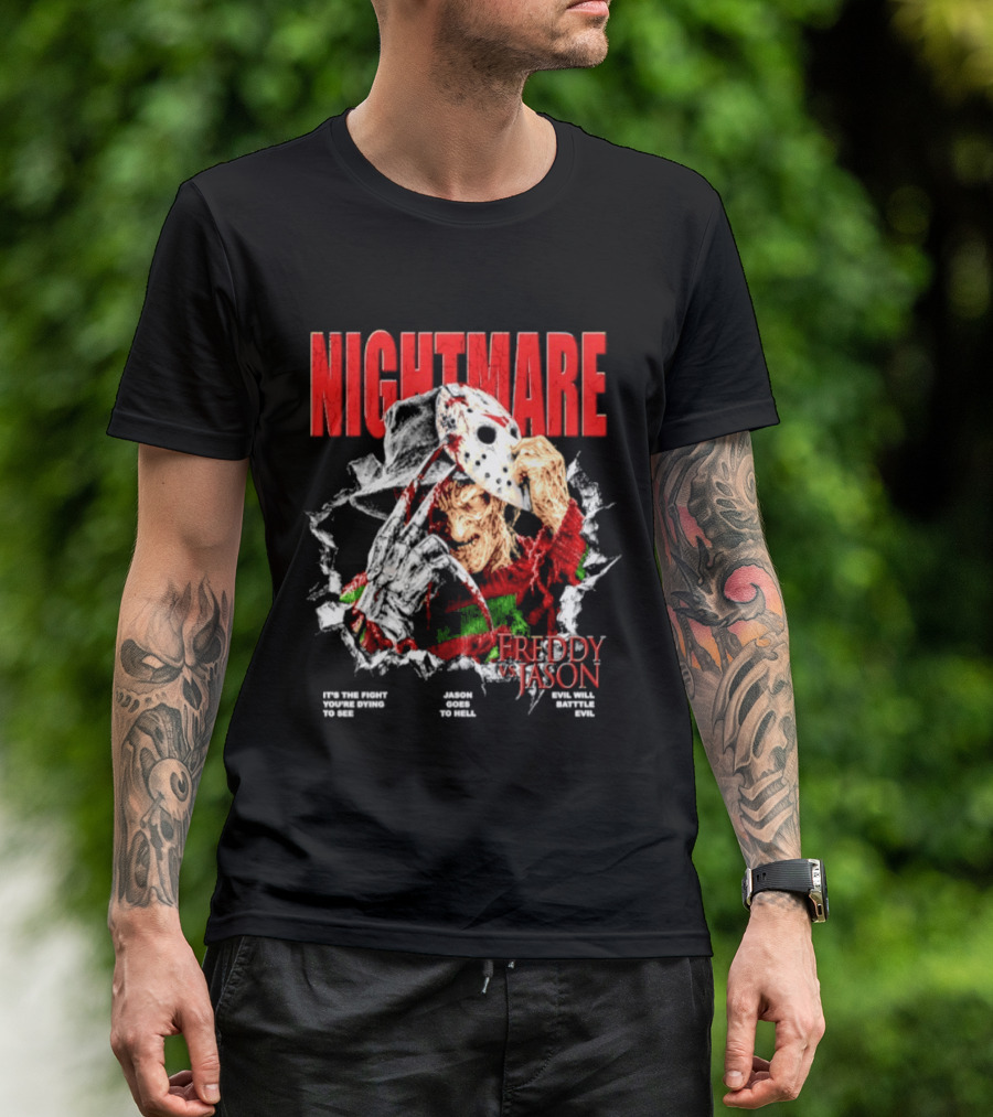 Nightmare Freddy Vs Jason Evil Battle Halloween Fight You're Dying To See T-Shirt