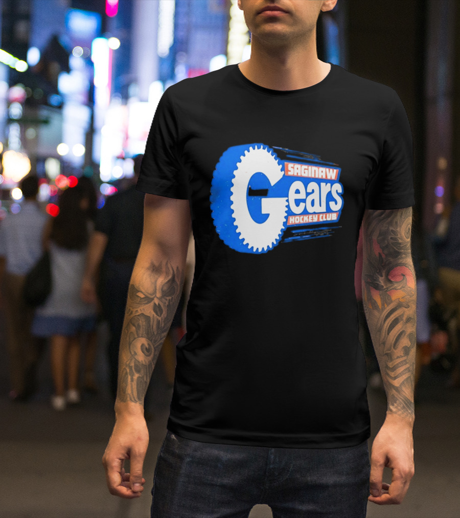 Saginaw Gears Hockey Club IHL Retro Team T-Shirt