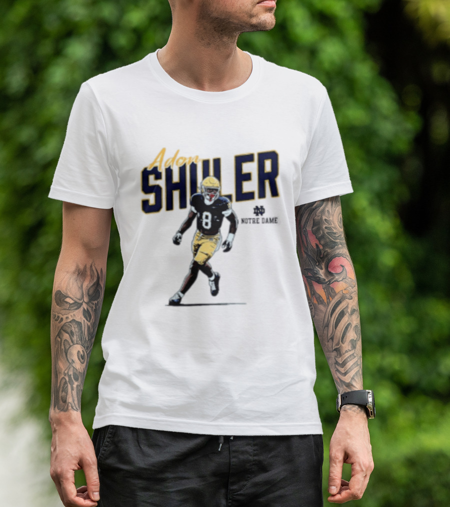Adon Shuler 8 Notre Dame NCAA Football Caricature Player T-Shirt