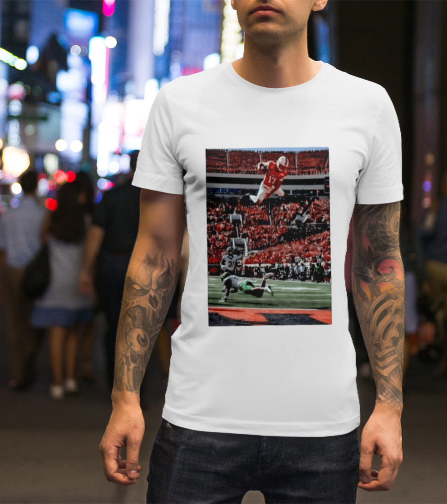 Brennan Presley Oklahoma State Cowboys Touchdown Football Action Stadium Scene T-Shirt