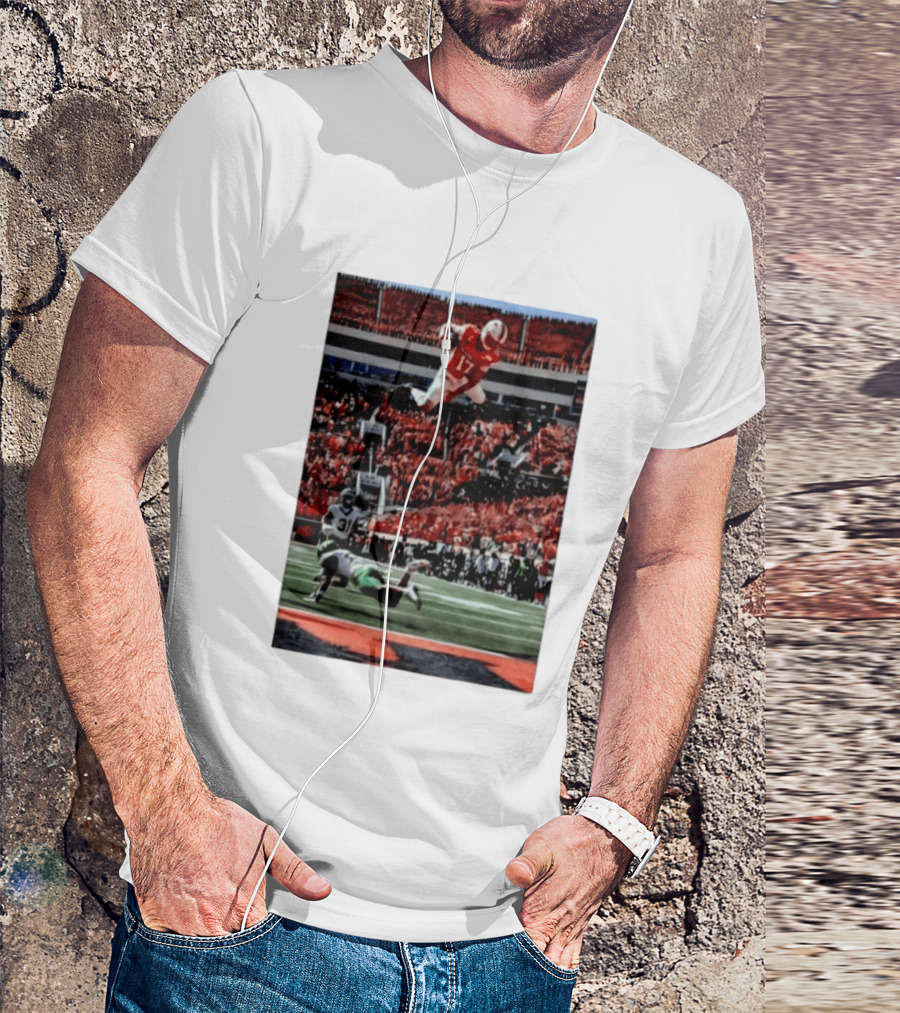 Brennan Presley Oklahoma State Cowboys Touchdown Football Action Stadium Scene T-Shirt