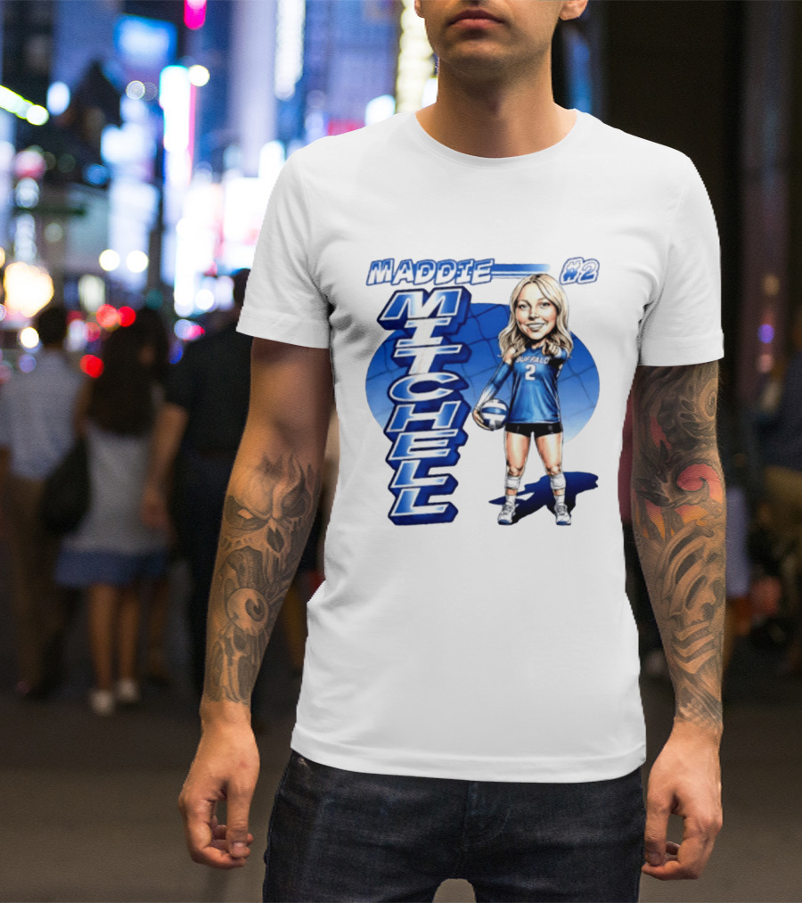 Maddie Mitchell #2 Buffalo Volleyball Caricature T-Shirt
