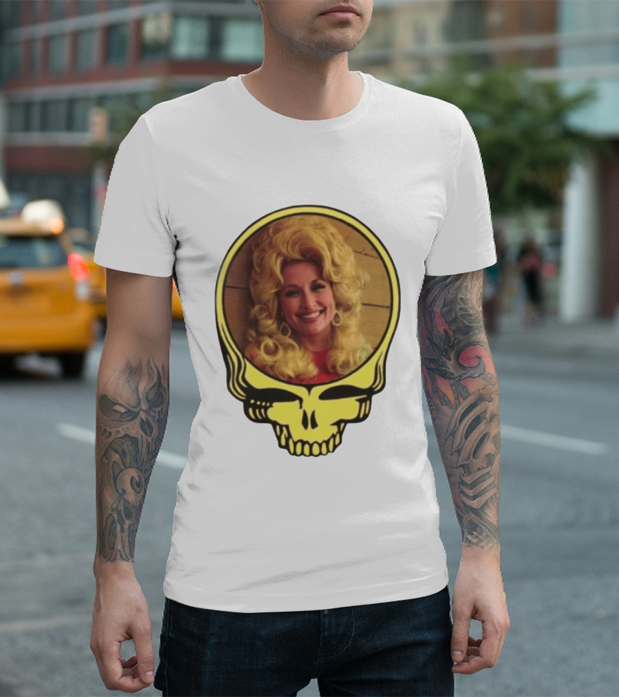Dolly Parton Grateful Dead Skull Motif T-Shirt