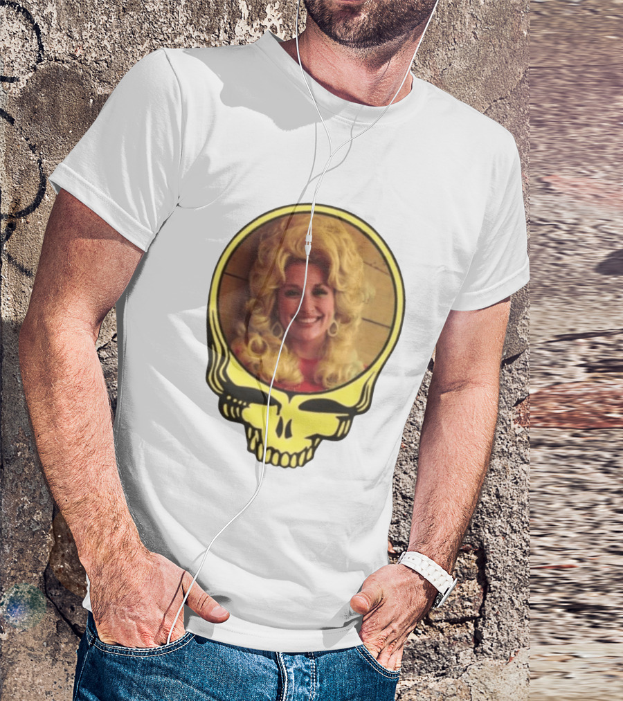 Dolly Parton Grateful Dead Skull Motif T-Shirt