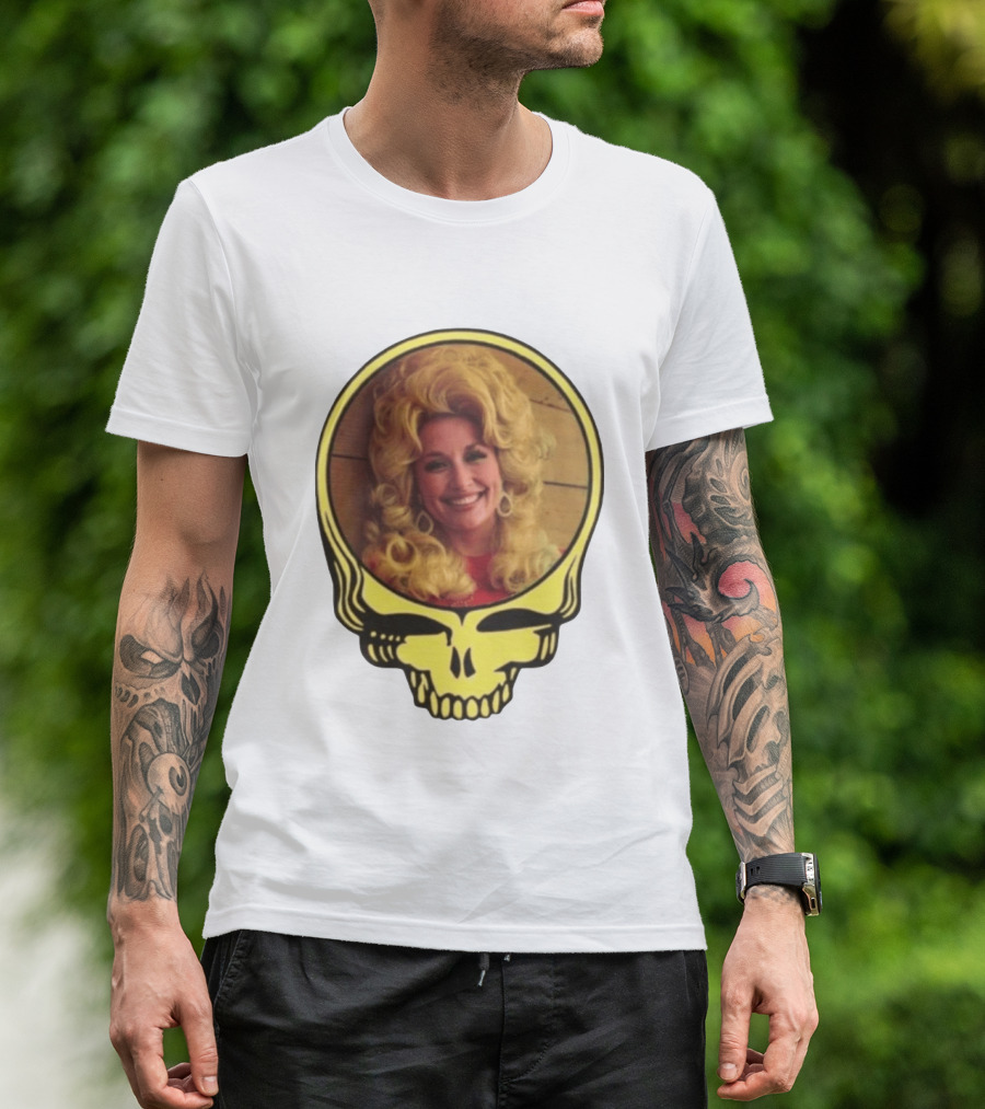 Dolly Parton Grateful Dead Skull Motif T-Shirt