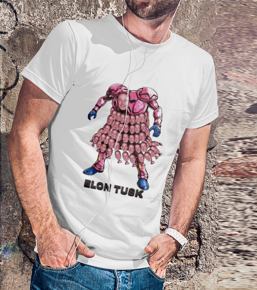 Elon Tusk Pink Armor Mosaic Elon Musk Faces T-Shirt