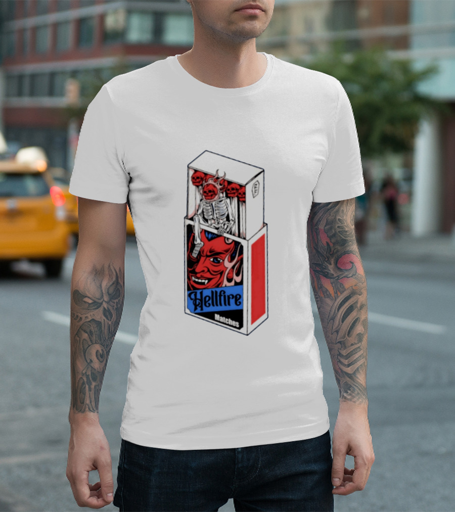 Hellfire Matches Devil Skeleton Occult Red Skull T-Shirt