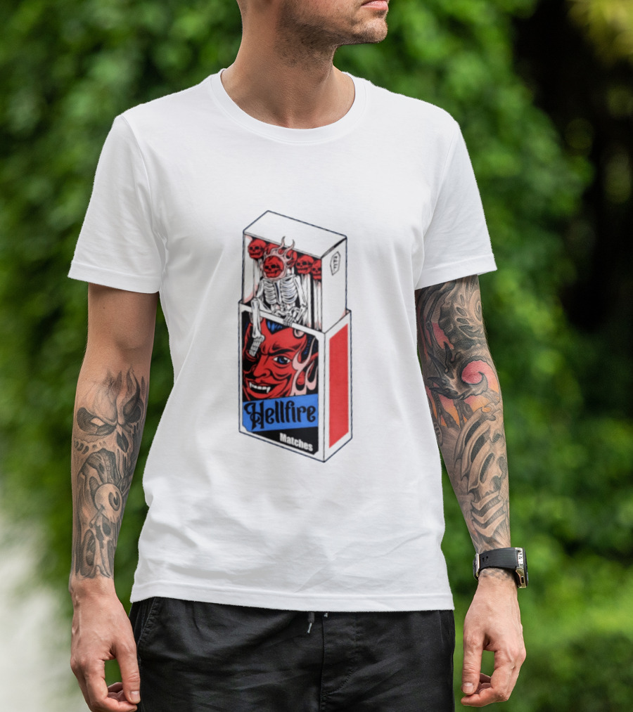 Hellfire Matches Devil Skeleton Occult Red Skull T-Shirt
