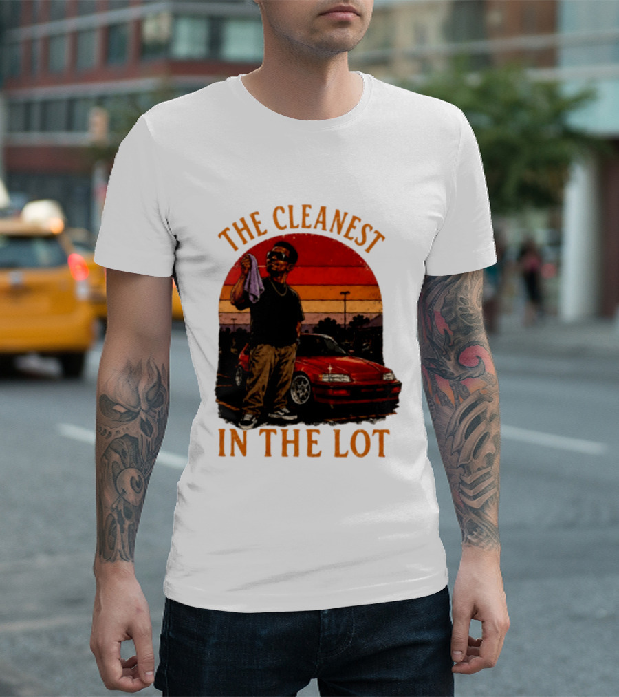 The Cleanest In The Lot Retro Car Enthusiast Sunset Scene T-Shirt