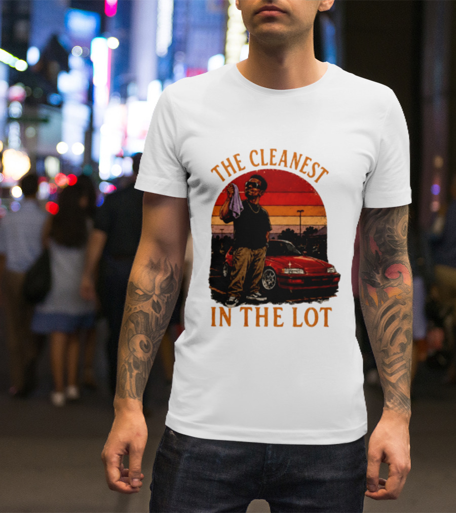The Cleanest In The Lot Retro Car Enthusiast Sunset Scene T-Shirt