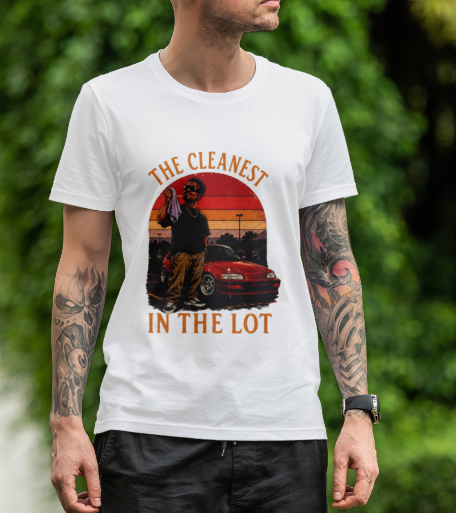 The Cleanest In The Lot Retro Car Enthusiast Sunset Scene T-Shirt