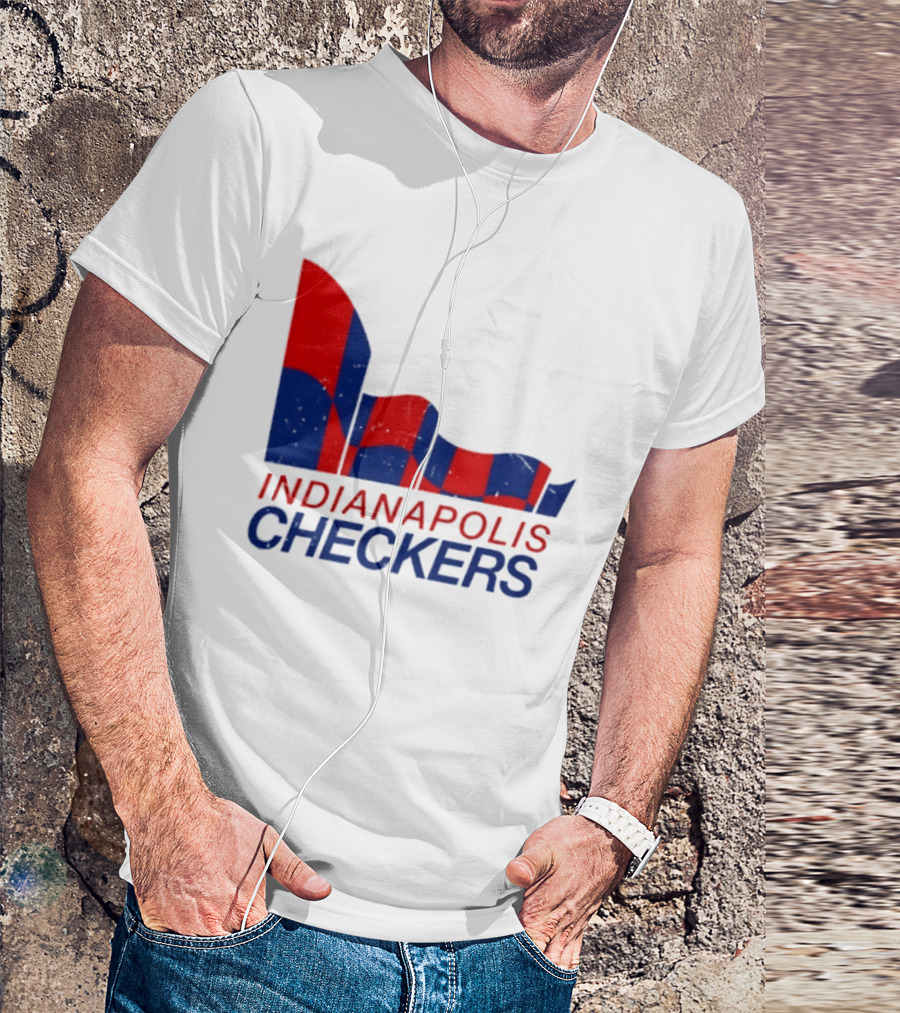 Indianapolis Checkers Vintage Hockey Team Red And Blue Flag T-Shirt