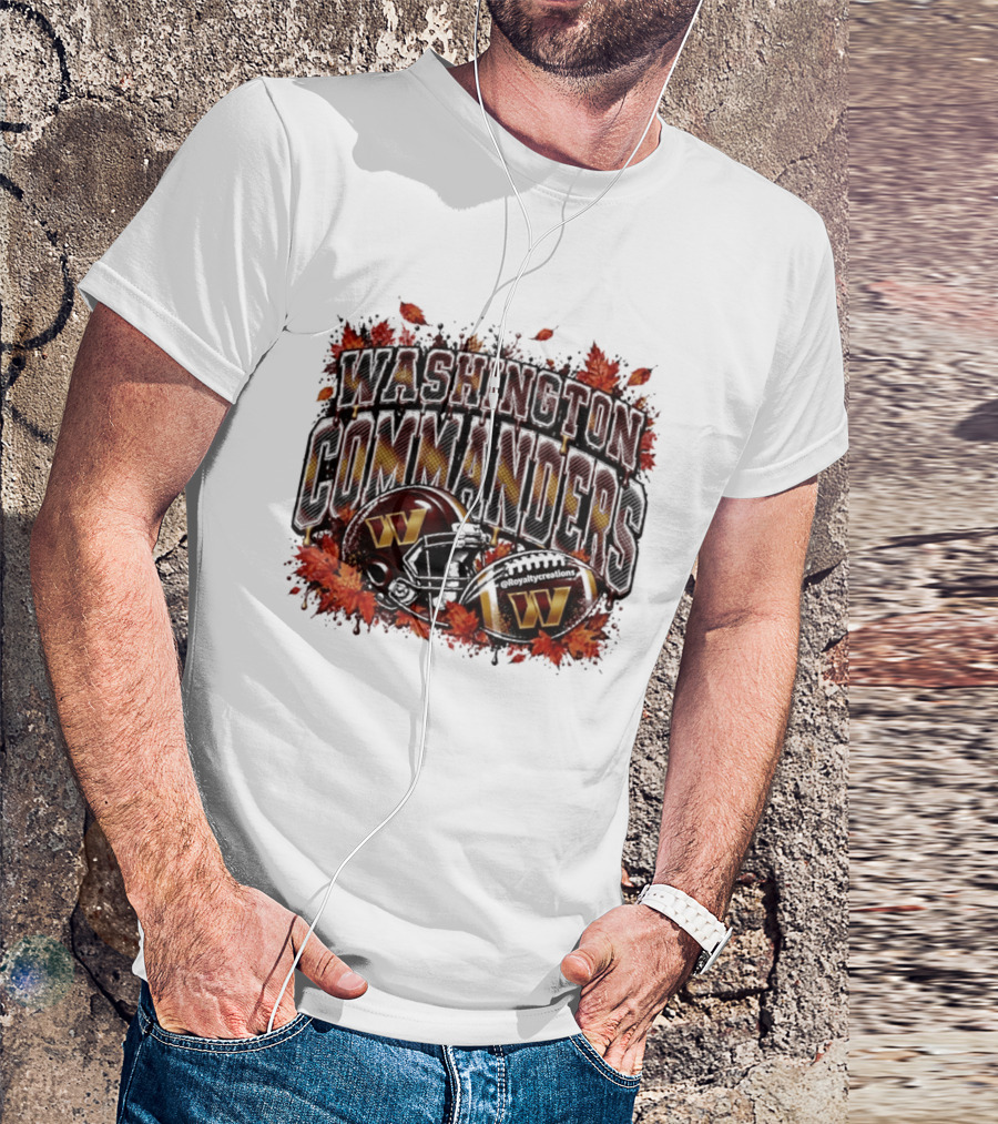 Washington Commanders Football Helmet Autumn Leaves 2026 T-Shirt