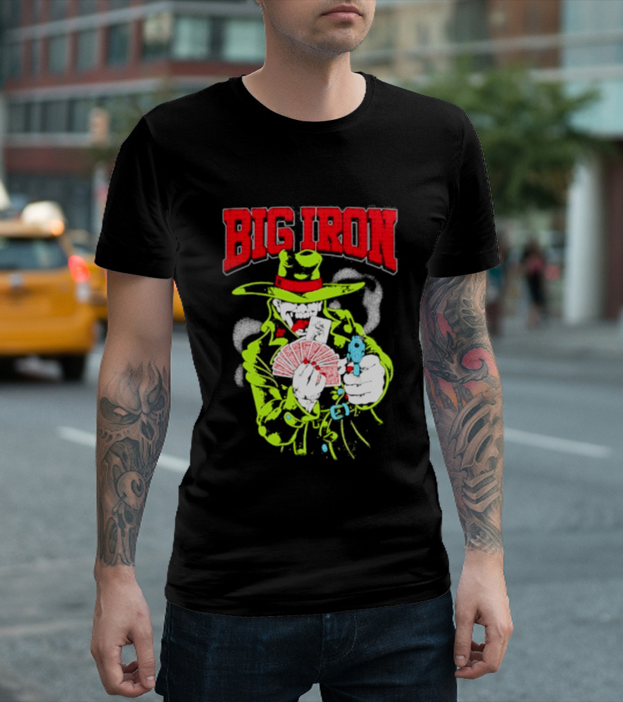 Big Iron Joker Cowboy Western Playing Cards T-Shirt