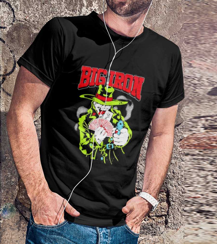 Big Iron Joker Cowboy Western Playing Cards T-Shirt