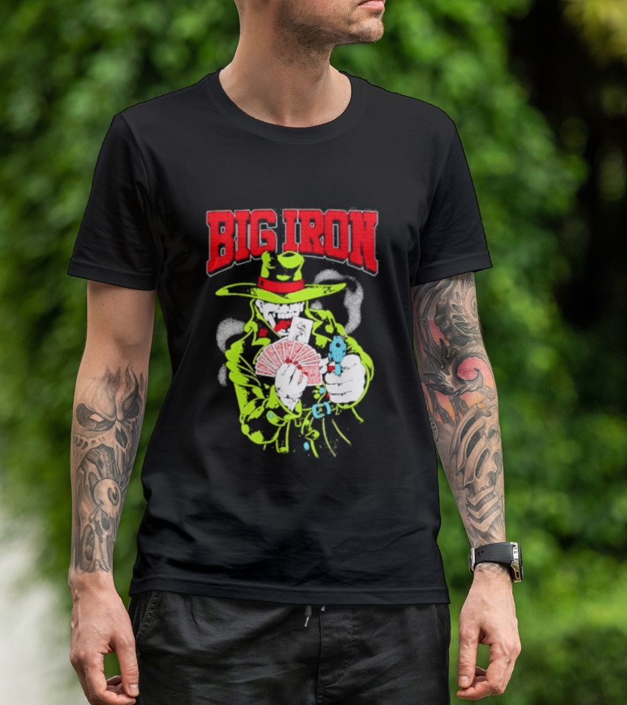 Big Iron Joker Cowboy Western Playing Cards T-Shirt