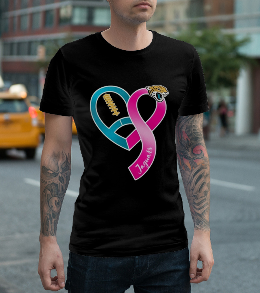 Jacksonville Jaguars Breast Cancer Awareness Heart Ribbon 2026 T-Shirt