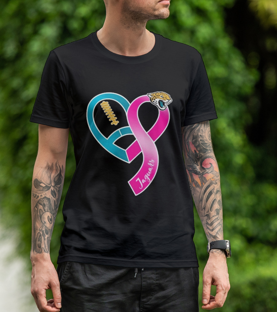 Jacksonville Jaguars Breast Cancer Awareness Heart Ribbon 2026 T-Shirt