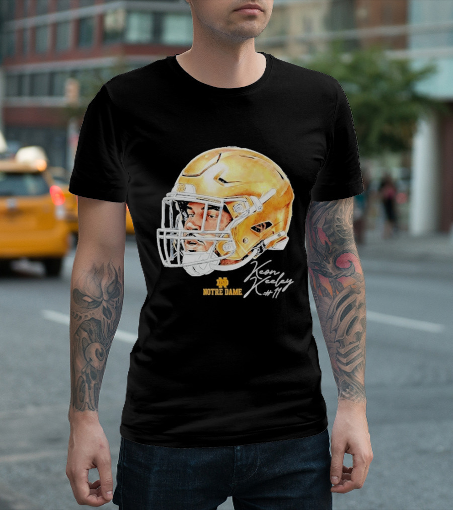 Keon Keeley 11 Notre Dame Football Helmet Swag T-Shirt
