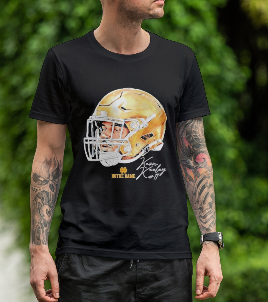Keon Keeley 11 Notre Dame Football Helmet Swag T-Shirt
