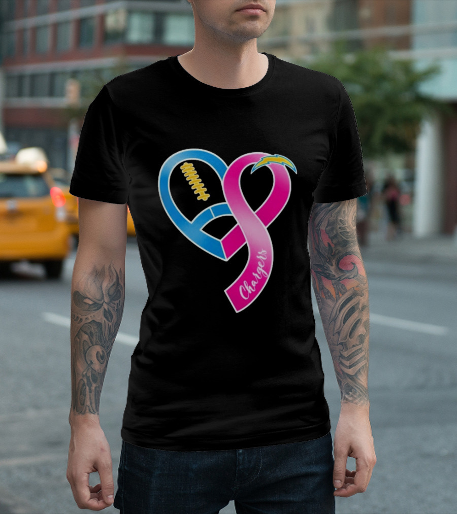 Los Angeles Chargers Breast Cancer Awareness Heart Ribbon 2026 T-Shirt