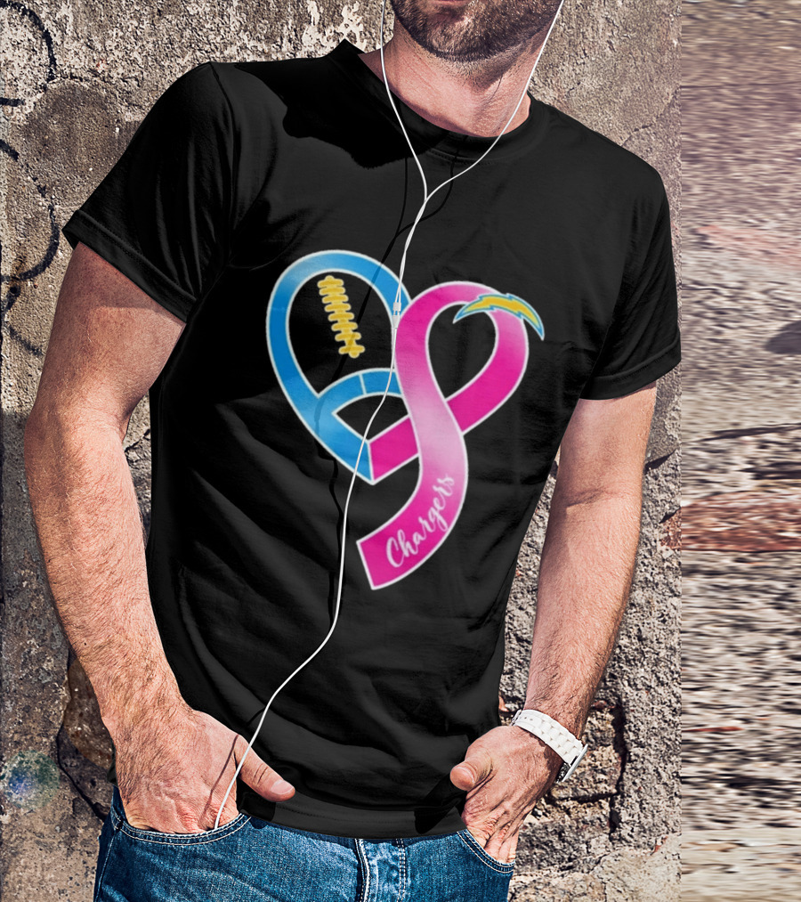 Los Angeles Chargers Breast Cancer Awareness Heart Ribbon 2026 T-Shirt