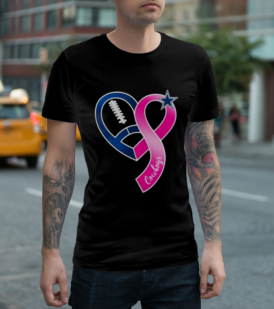 Dallas Cowboys Pink Ribbon Heart Breast Cancer Awareness 2026 T-Shirt