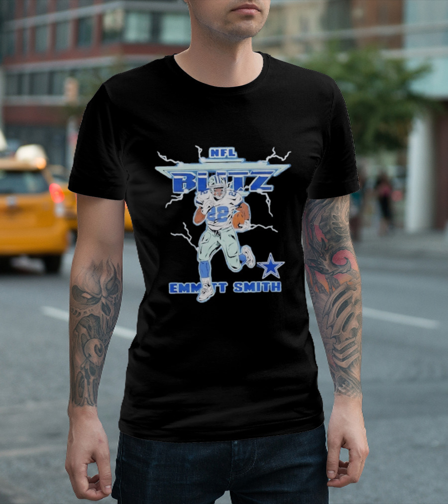 NFL Blitz Emmitt Smith Dallas Cowboys Lightning Star T-Shirt