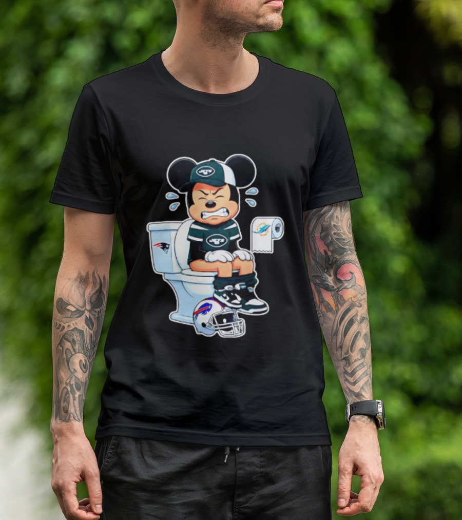Mickey Jets Toilet Frustration Patriots Dolphins Bills Rivalry T-Shirt