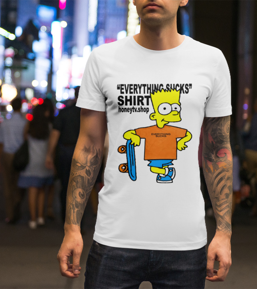 Bart Simpson Everything Sucks Skateboard Homage The Simpsons T-Shirt