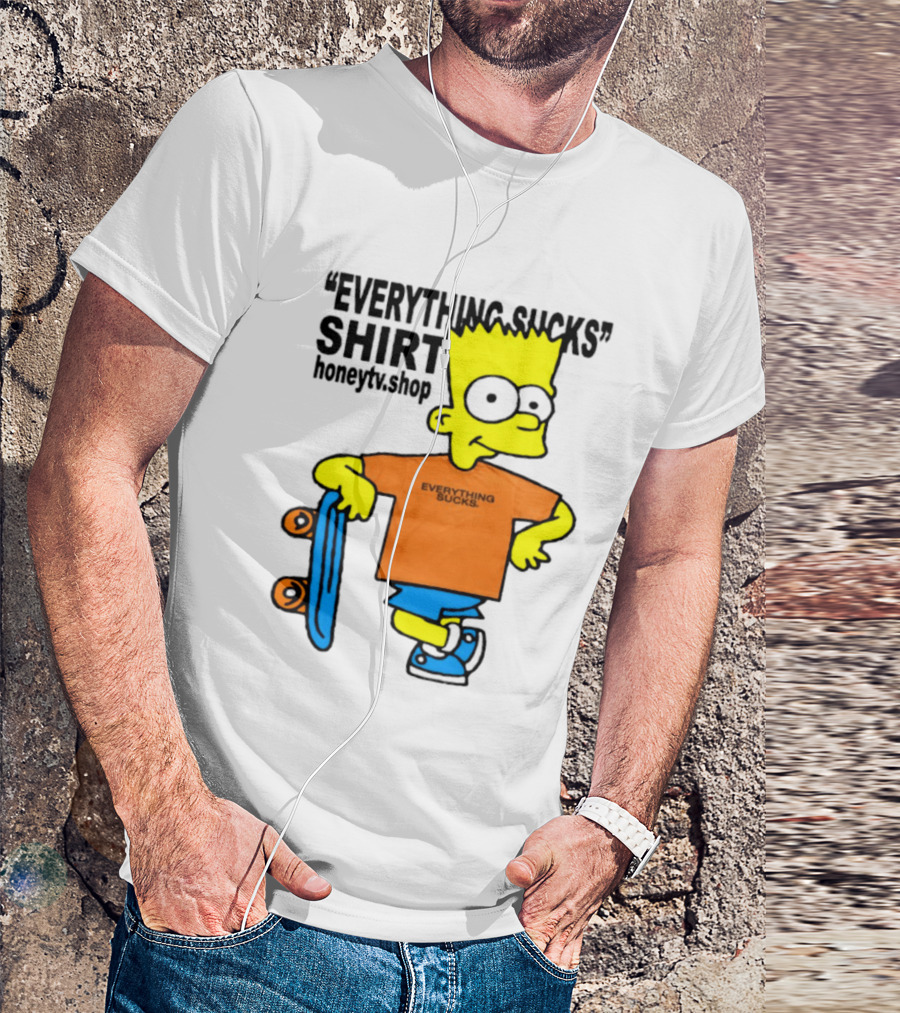 Bart Simpson Everything Sucks Skateboard Homage The Simpsons T-Shirt
