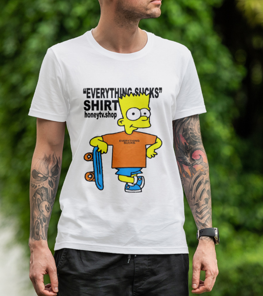 Bart Simpson Everything Sucks Skateboard Homage The Simpsons T-Shirt