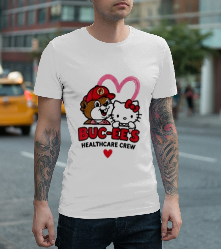 Buc Ee's Hello Kitty Caring Hearts Healthcare Crew T-Shirt