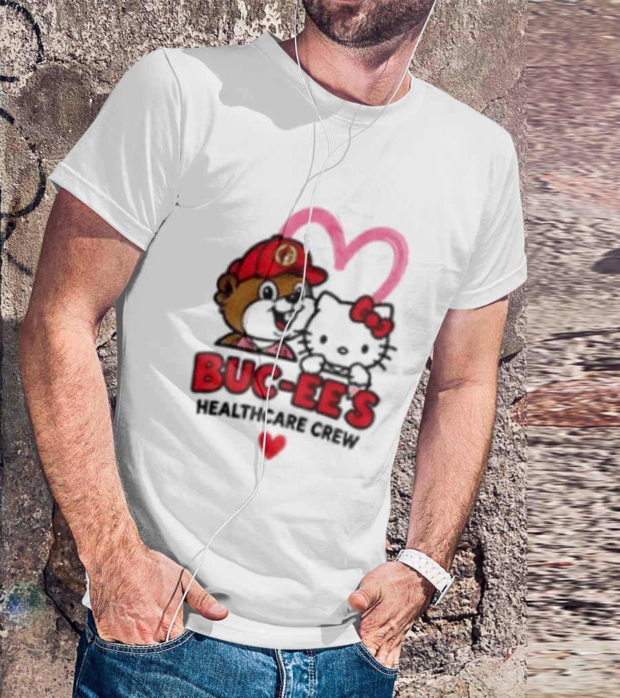 Buc Ee's Hello Kitty Caring Hearts Healthcare Crew T-Shirt