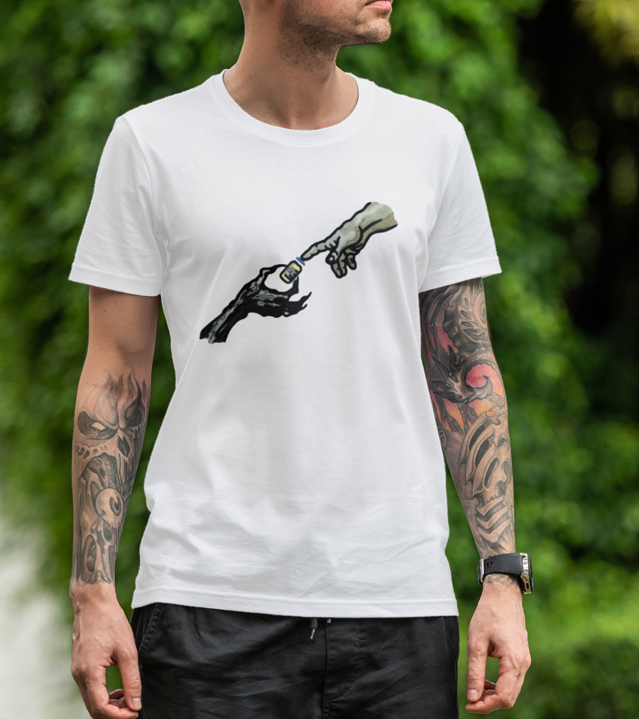 Michelangelo Creation Of Adam Vaccine Hand T-Shirt