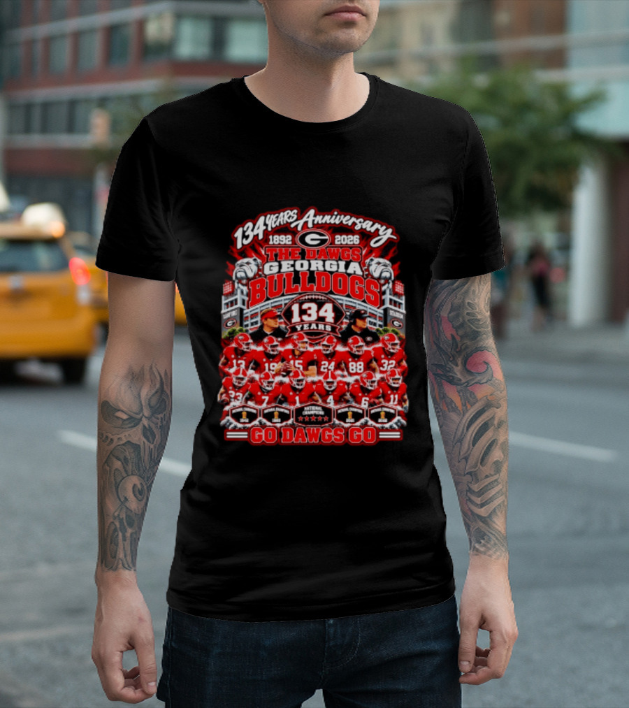 134 Years Anniversary 1892 2026 The Dawgs Georgia Bulldogs Go Dawgs Go T-Shirt
