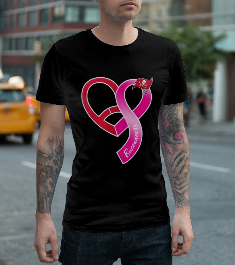Tampa Bay Buccaneers Heart Ribbon Breast Cancer Awareness 2026 Flag T-Shirt