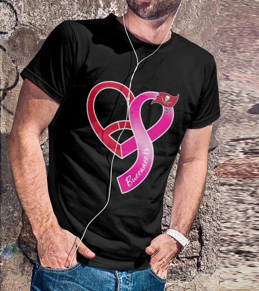 Tampa Bay Buccaneers Heart Ribbon Breast Cancer Awareness 2026 Flag T-Shirt