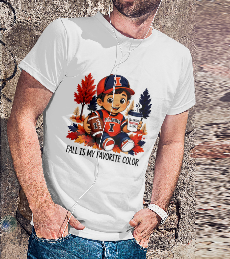 Illinois Fighting Illini Fall Is My Favorite Color Football Kid T-Shirt