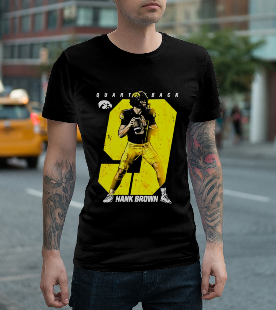 Hank Brown 9 Iowa Hawkeyes NCAA Football Quarterback Player Number T-Shirt