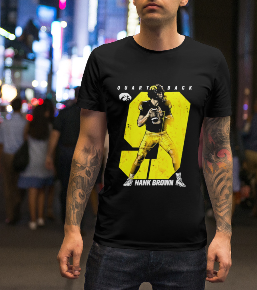 Hank Brown 9 Iowa Hawkeyes NCAA Football Quarterback Player Number T-Shirt