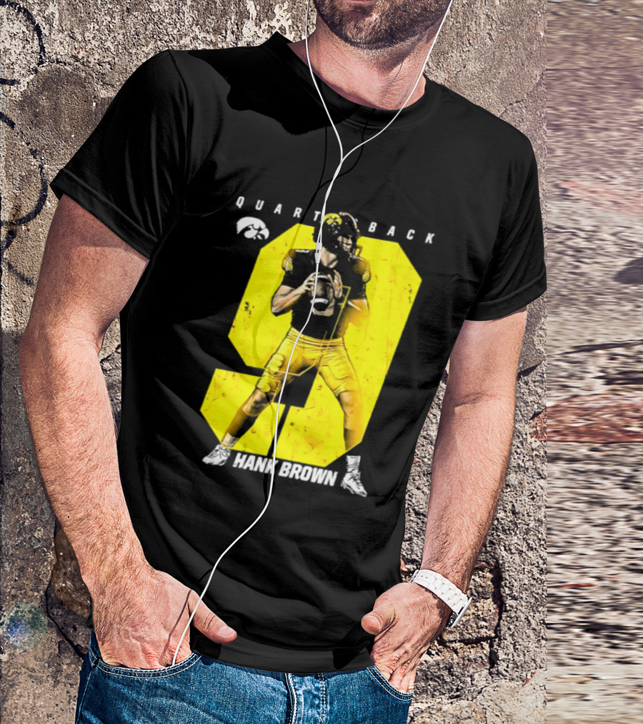 Hank Brown 9 Iowa Hawkeyes NCAA Football Quarterback Player Number T-Shirt