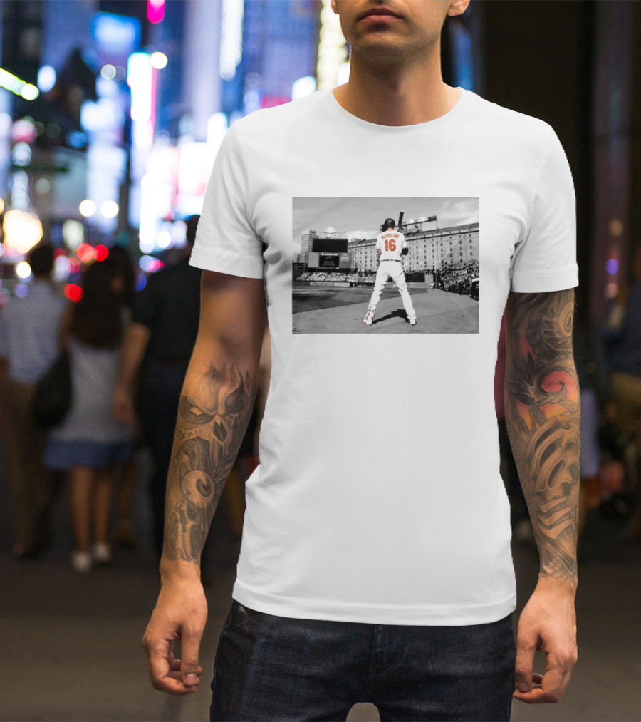 2026 Orioles Trey Mancini Retirement Number 16 Baseball Stadium Scene T-Shirt