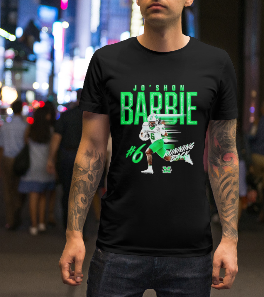 Jo'shon Barbie 6 Marshall Thundering Herd Running Back NCAA Football Player T-Shirt