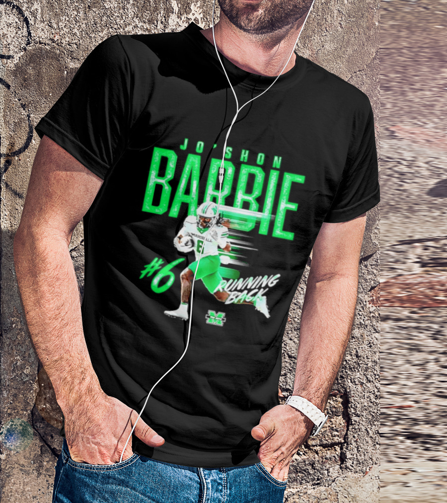 Jo'shon Barbie 6 Marshall Thundering Herd Running Back NCAA Football Player T-Shirt