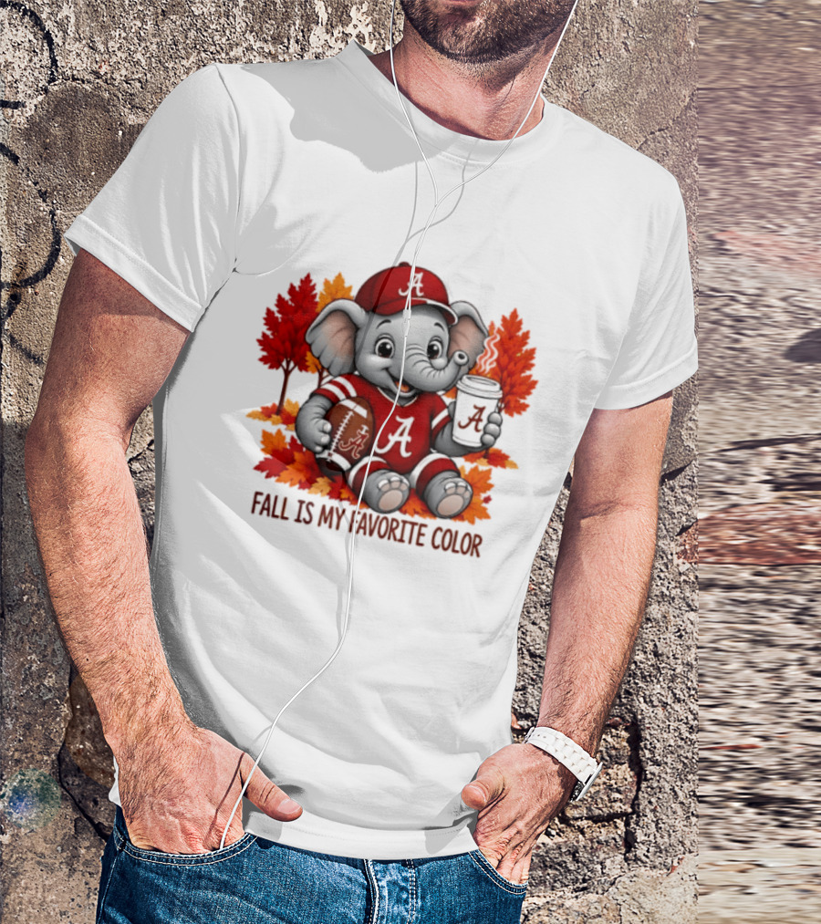 Alabama Crimson Tide Elephant Fall Is My Favorite Color Football Leaves T-Shirt