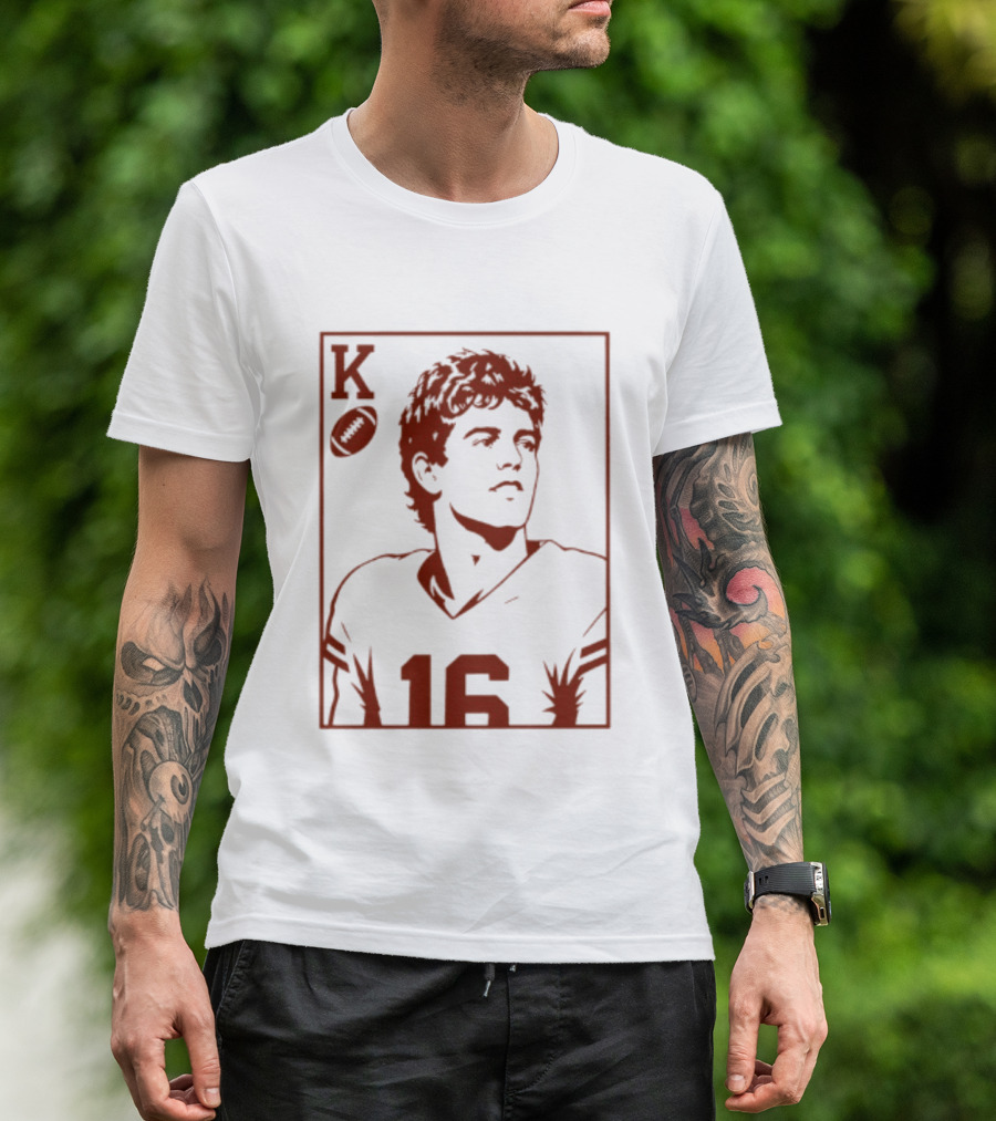 Arch Manning Texas Longhorns Quarterback King Of Hearts Playing Card 16 T-Shirt