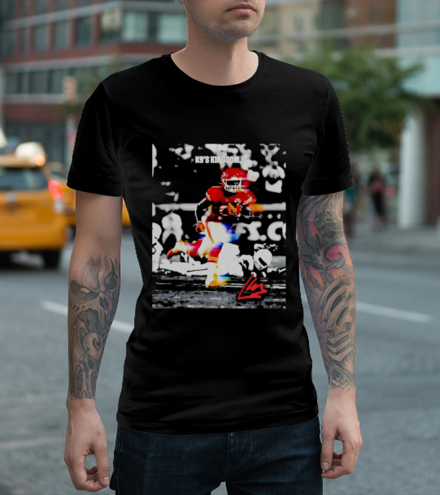 Kansas City Chiefs Kenneth Walker III K9's Kingdom Football Player In Action T-Shirt
