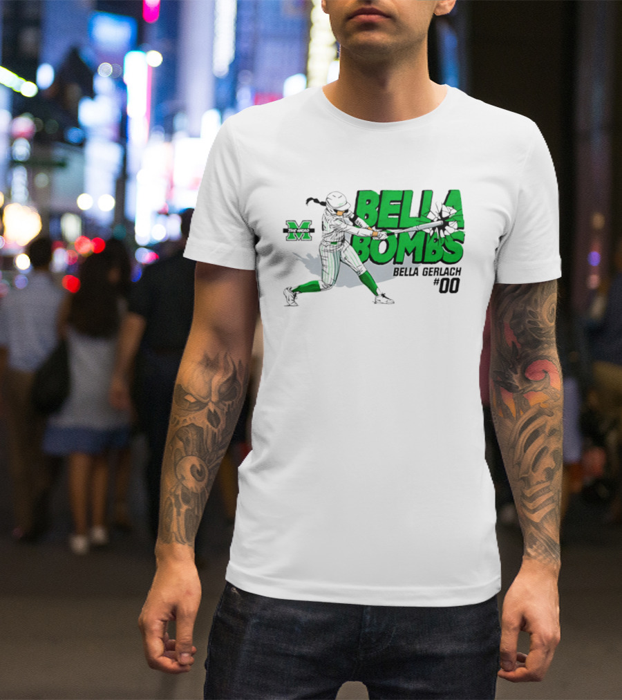 Marshall Thundering Herd Bella Bombs Bella Gerlach #00 NCAA Softball T-Shirt