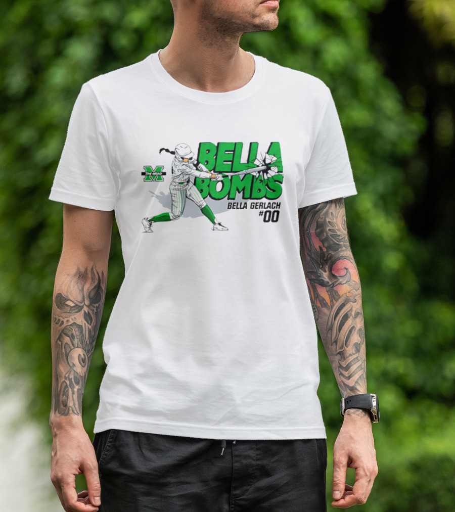 Marshall Thundering Herd Bella Bombs Bella Gerlach #00 NCAA Softball T-Shirt
